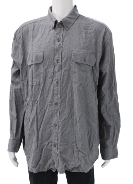 Vineyard Vines Men's Collared Long Sleeves Button Down Shirt Gray Size 2XL