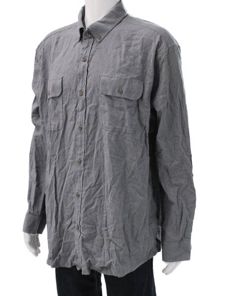 Vineyard Vines Men's Collared Long Sleeves Button Down Shirt Gray Size 2XL