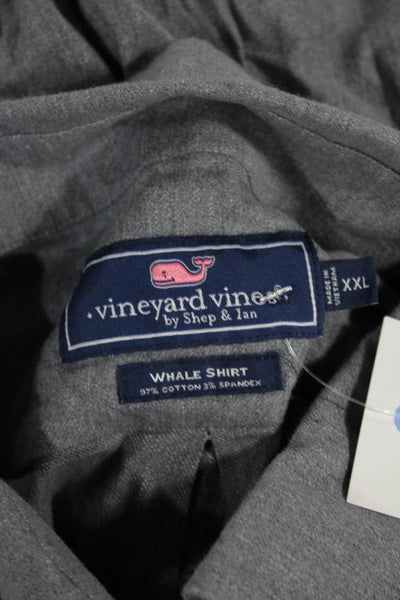 Vineyard Vines Men's Collared Long Sleeves Button Down Shirt Gray Size 2XL