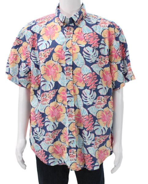 Vineyard Vines Men Multicolor Floral Short Sleeve Button-Up Shirt Size 2XL