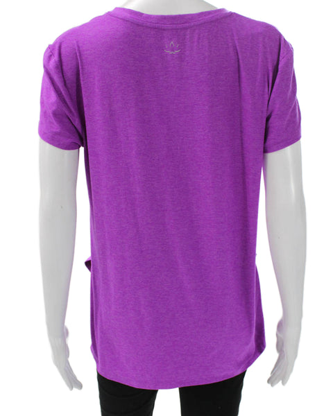 Beyond Yoga Women Basic V-Neck Short Sleeve Purple T-Shirt Size XS