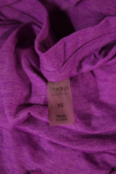 Beyond Yoga Women Basic V-Neck Short Sleeve Purple T-Shirt Size XS