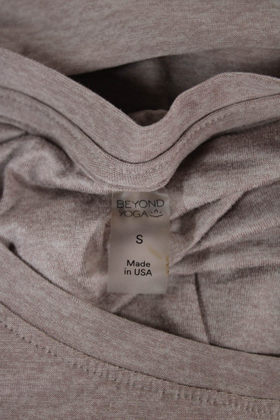 Beyond Yoga Womens Cropped T-Shirt Cotton Crew Neck Beige Size S