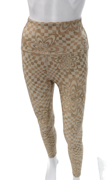 Beyond Yoga Women Beige Ankle Leggings Polyester Check Size XS