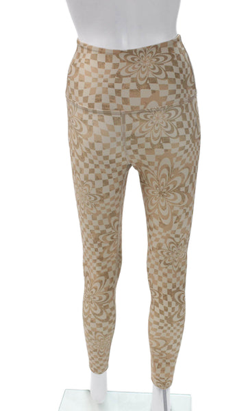 Beyond Yoga Women Beige Ankle Leggings Polyester Check Size XS