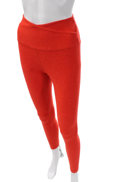 Beyond Yoga Women Red Solid Polyester Leggings Pull On Size S