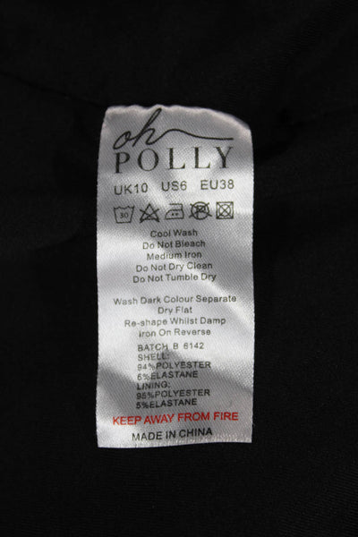 Oh Polly Womens Bodycon V-Neck Long Sleeve Black Dress Size 6
