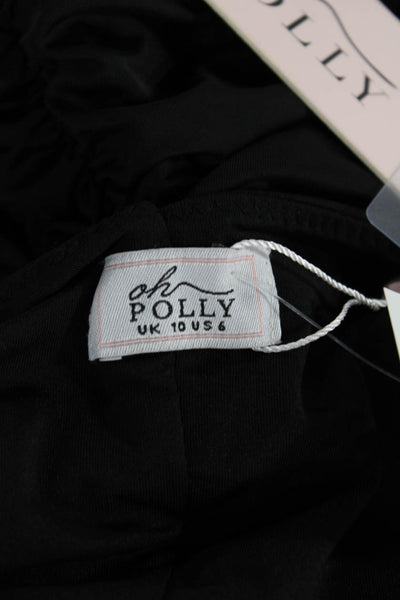 Oh Polly Womens Bodycon V-Neck Long Sleeve Black Dress Size 6