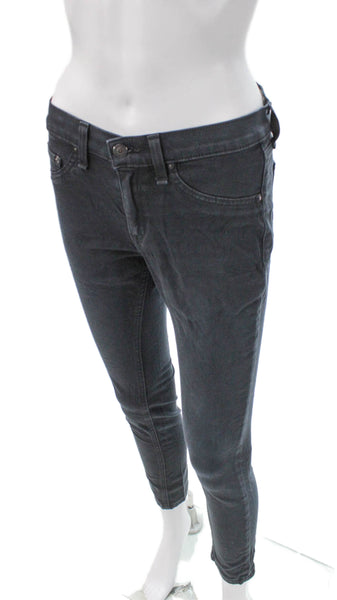Rag & Bone Womens Skinny Jeans Black Low Rise Cotton Size 27