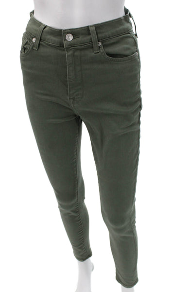 7 For All Mankind Womens Skinny Jeans Green High Rise Size 26