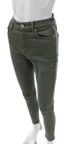 7 For All Mankind Womens Skinny Jeans Green High Rise Size 26