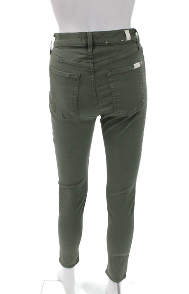 7 For All Mankind Womens Skinny Jeans Green High Rise Size 26