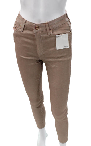 Ella Moss Women Skinny Jeans Gold Cotton Button Inseam 27 Size 26