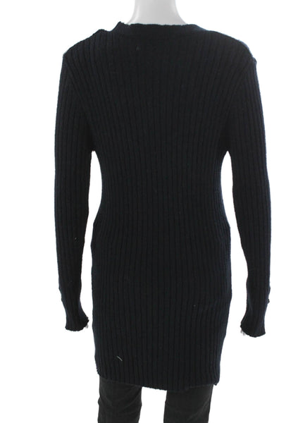 Zara Womens Cardigan V-Neck Black Cotton Long Sleeve Solid Fall Size S