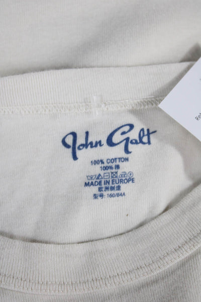 John Galt Womens Cropped Ivory Cotton Crew Neck Short Sleeve T-Shirt Size M