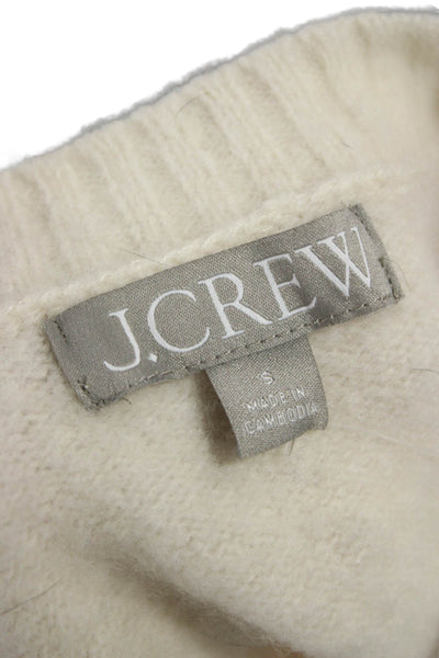 J Crew Womens Ivory Lambswool Mockneck Short Sleeve Pullover Size S