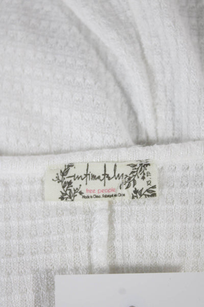 PJ Salvage Women V-Neck Long Sleeve Viscose White Basic T-Shirt Size XS