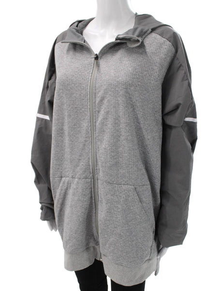 Adidas Womens Gray Geometric Zip Track Jacket Size XL