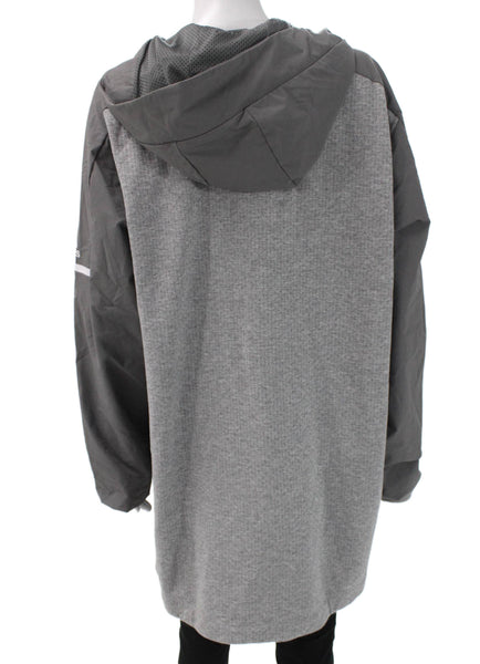 Adidas Womens Gray Geometric Zip Track Jacket Size XL