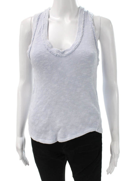 We The Free Women Basic Blue Cotton Scoop Neck Tank Sleeveless Spring Size S