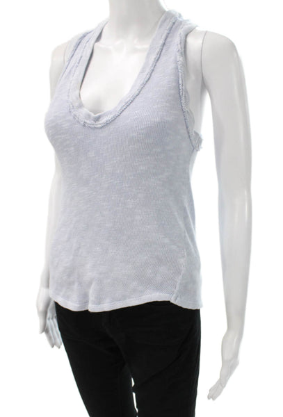 We The Free Women Basic Blue Cotton Scoop Neck Tank Sleeveless Spring Size S