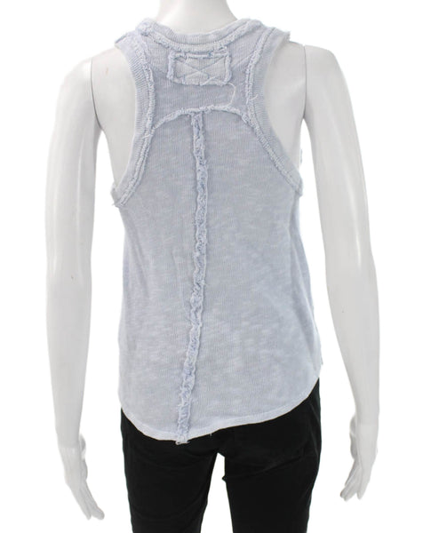 We The Free Women Basic Blue Cotton Scoop Neck Tank Sleeveless Spring Size S