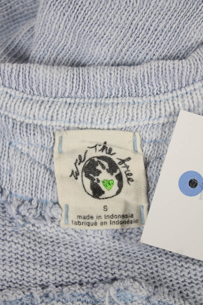 We The Free Women Basic Blue Cotton Scoop Neck Tank Sleeveless Spring Size S
