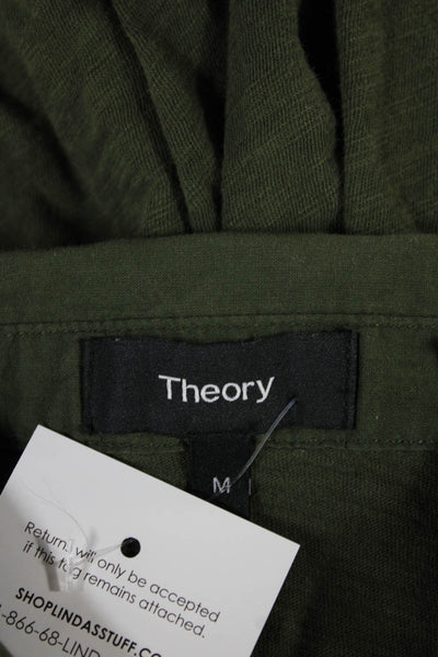 Theory Womens Green Collared Cotton Button-Up Long Sleeve Basic Size M