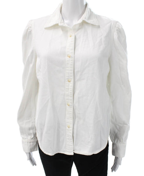 DL1961 Women White Cotton Collared Button-Up Long Sleeve Blouse Size S