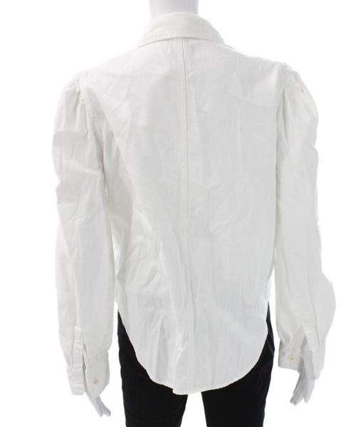 DL1961 Women White Cotton Collared Button-Up Long Sleeve Blouse Size S