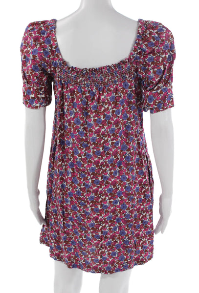 J Crew Womens Multicolor Linen Square Neck Shift Dress Short Sleeve Size S