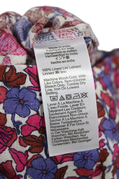 J Crew Womens Multicolor Linen Square Neck Shift Dress Short Sleeve Size S