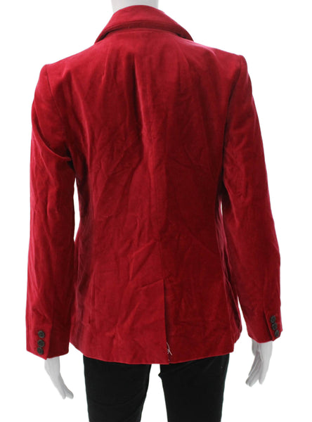 Talbots Womens Basic Jacket Red Cotton Button Long Sleeve Size 2