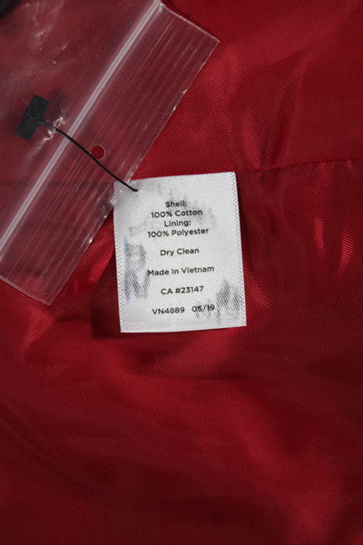 Talbots Womens Basic Jacket Red Cotton Button Long Sleeve Size 2