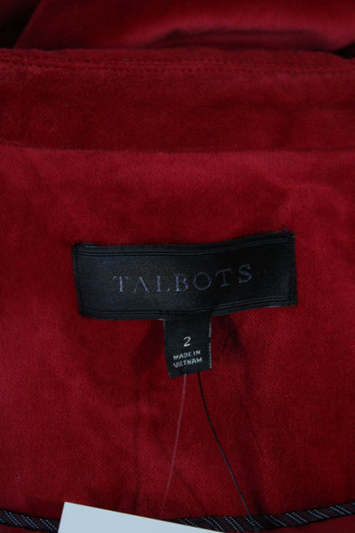 Talbots Womens Basic Jacket Red Cotton Button Long Sleeve Size 2
