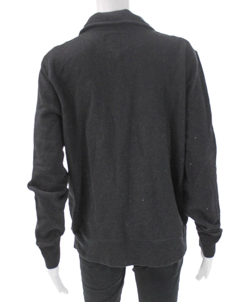 Roots Unisex Adults Pullover Sweatshirt Gray Collared Long Sleeve Cotton Size L