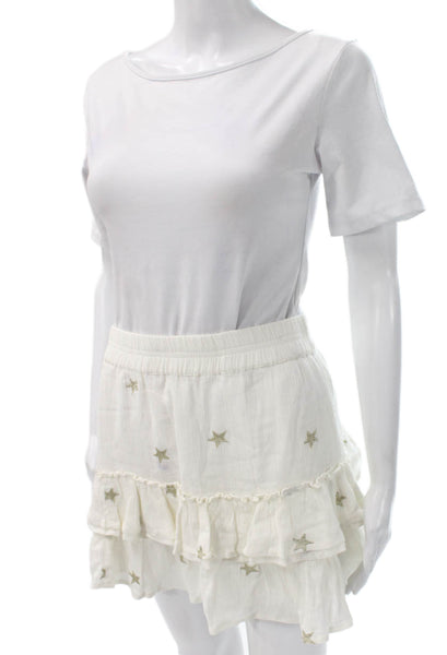 Generation Love Women Flare Skirt White Cotton Short Pull On Size M