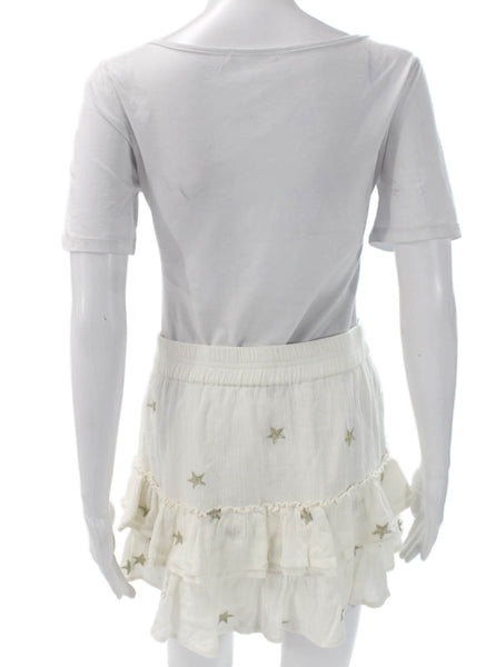 Generation Love Women Flare Skirt White Cotton Short Pull On Size M