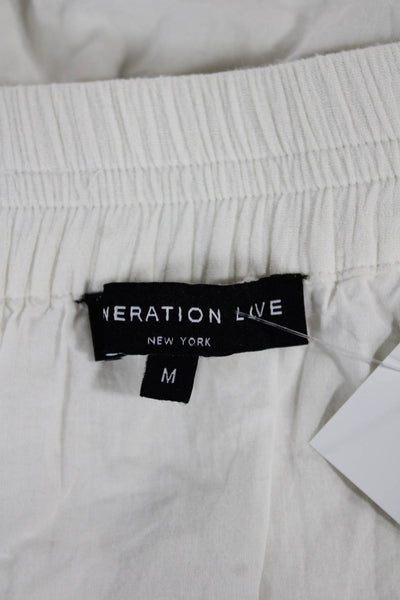 Generation Love Women Flare Skirt White Cotton Short Pull On Size M