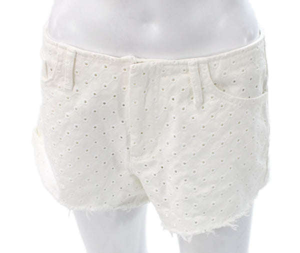 Zara Women Cut-Off Shorts White Cotton Button Closure Size 6
