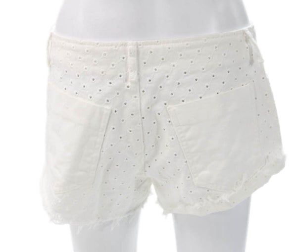 Zara Women Cut-Off Shorts White Cotton Button Closure Size 6