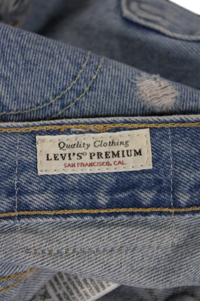Levis Women Cut-Off Denim Shorts Blue Button Closure Size 28