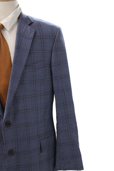 Brooks Brothers Mens Blazer Blue Plaid Wool Button Big & Tall Size 44