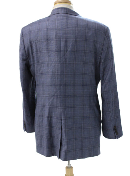 Brooks Brothers Mens Blazer Blue Plaid Wool Button Big & Tall Size 44