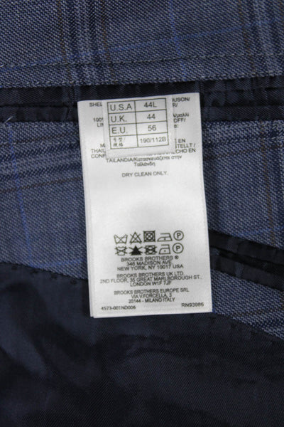 Brooks Brothers Mens Blazer Blue Plaid Wool Button Big & Tall Size 44
