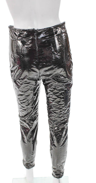 Hours Women Polyurethane Black Solid Leggings Size S