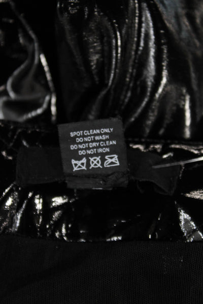 Hours Women Polyurethane Black Solid Leggings Size S