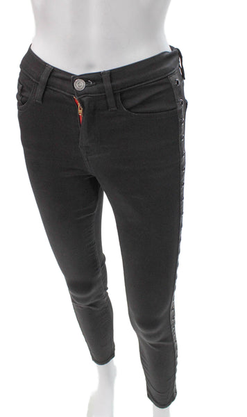 Etienne Marcel Womens Skinny Jeans Black Low Rise Button Cotton Size 25