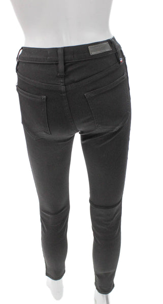 Etienne Marcel Womens Skinny Jeans Black Low Rise Button Cotton Size 25