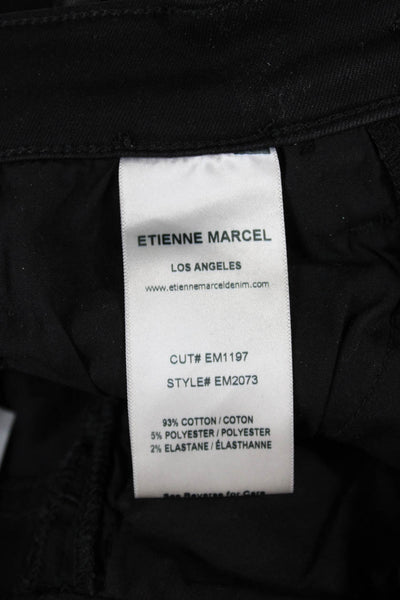 Etienne Marcel Womens Skinny Jeans Black Low Rise Button Cotton Size 25